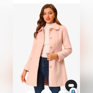 Allegra K Women's Winter Elegant Contrast Color Lapel Collar Long Trench Coat